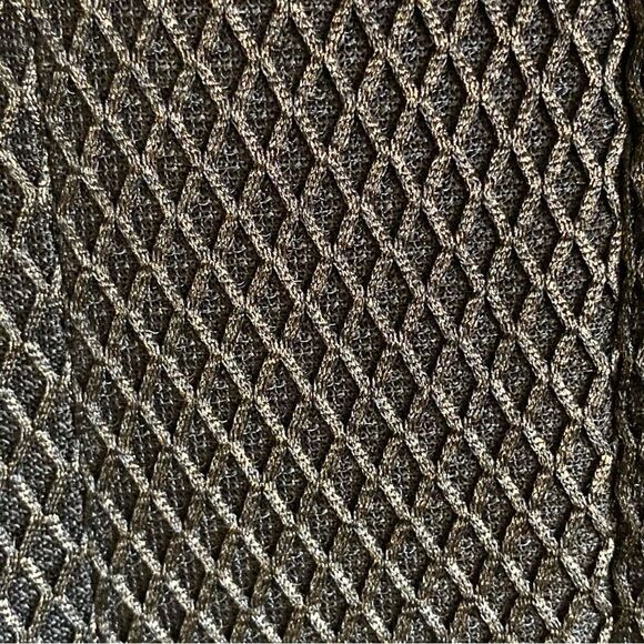 Julia Jordan Fit and Flare Split Neck Mesh Metallic Dress Black Gold Size 10 - Picture 12 of 16